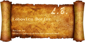 Lebovics Borisz névjegykártya